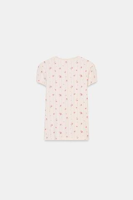 ZARA ФУТБОЛКА С ПЕРФОРАЦИЕЙ И ЦВЕТАМИ, ЭКРЮ