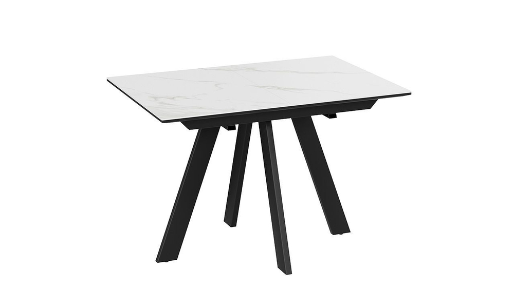 Стол кухонный обеденный раздвижной Черный муар/Керамика матовая черный мрамор 120(160)х80х76 см