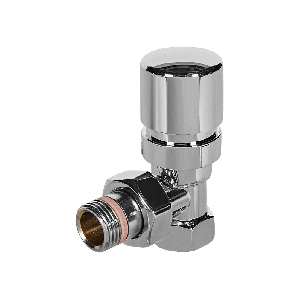 Клапан термостатический угловой STOUT Design - 1/2" (ВР/НР-американка, PN10, Tmax 120°C, EPTF уплотнение, цвет хром)