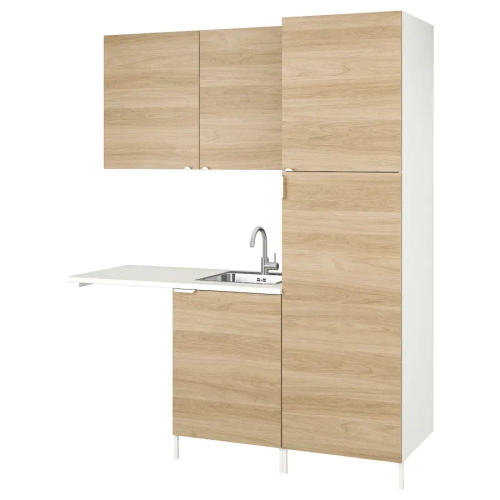 Комбинация для ванной - IKEA ENHET,  183x63.5x222.5 см, белый/имитация дуба, ЭНХЕТ ИКЕА