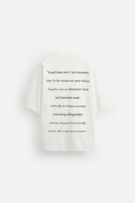 ZARA ТОЛСТОВКА С ВЫШИТЫМИ НАДПИСЯМИ, БЕЛЫЙ