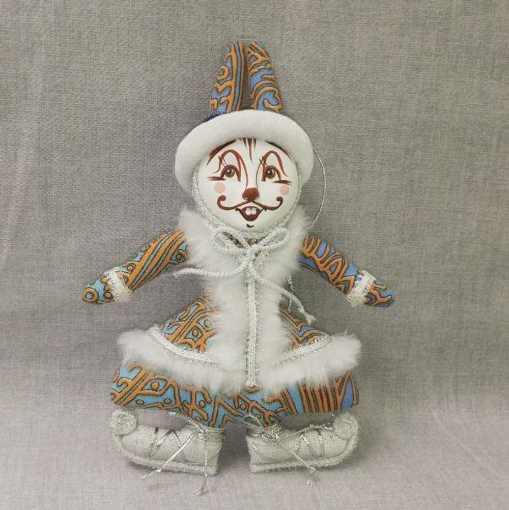 Ёлочная игрушка Крольчиха Снегурочка на коньках