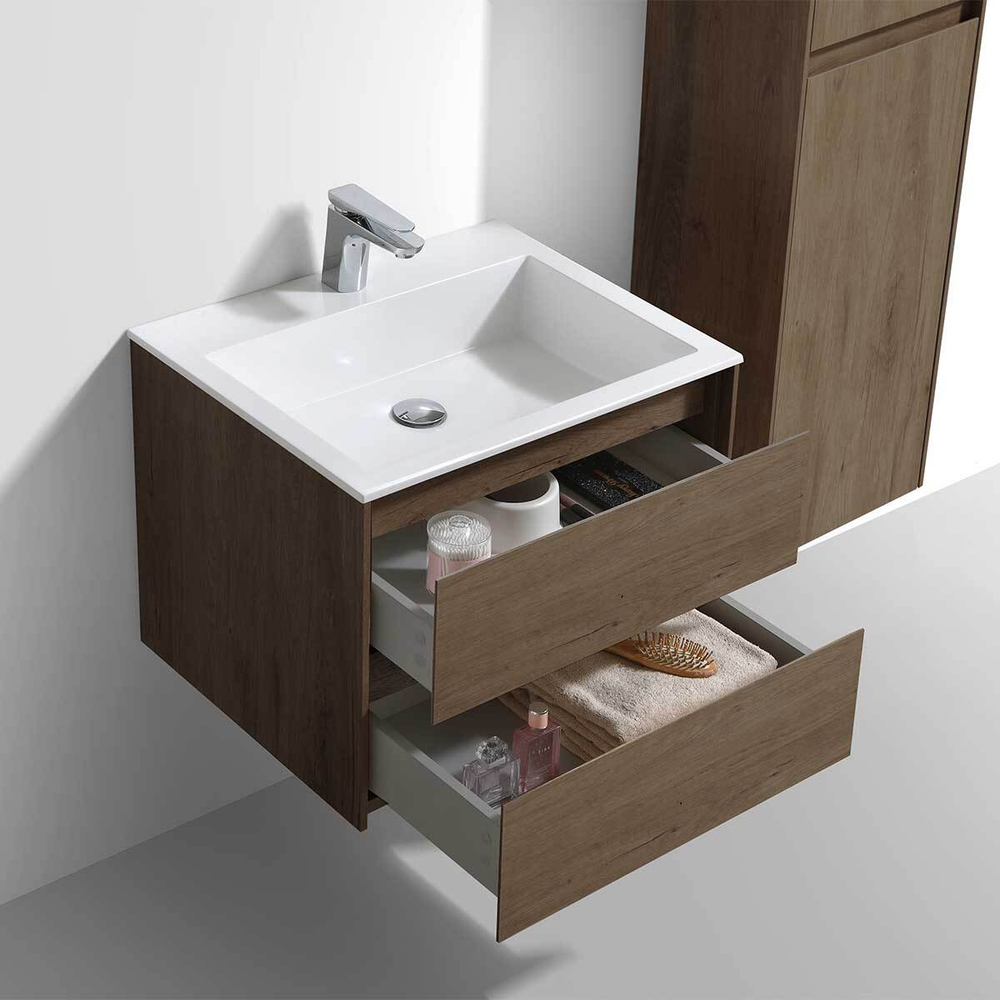 База под раковину Luka 600 подвесная, 2 выкатных ящика soft-close, T.Oak, , шт