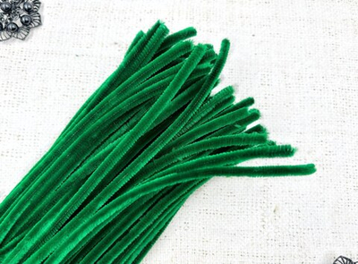 Проволока шенил/синель для рукоделия 6 мм, 30 см, зелёный