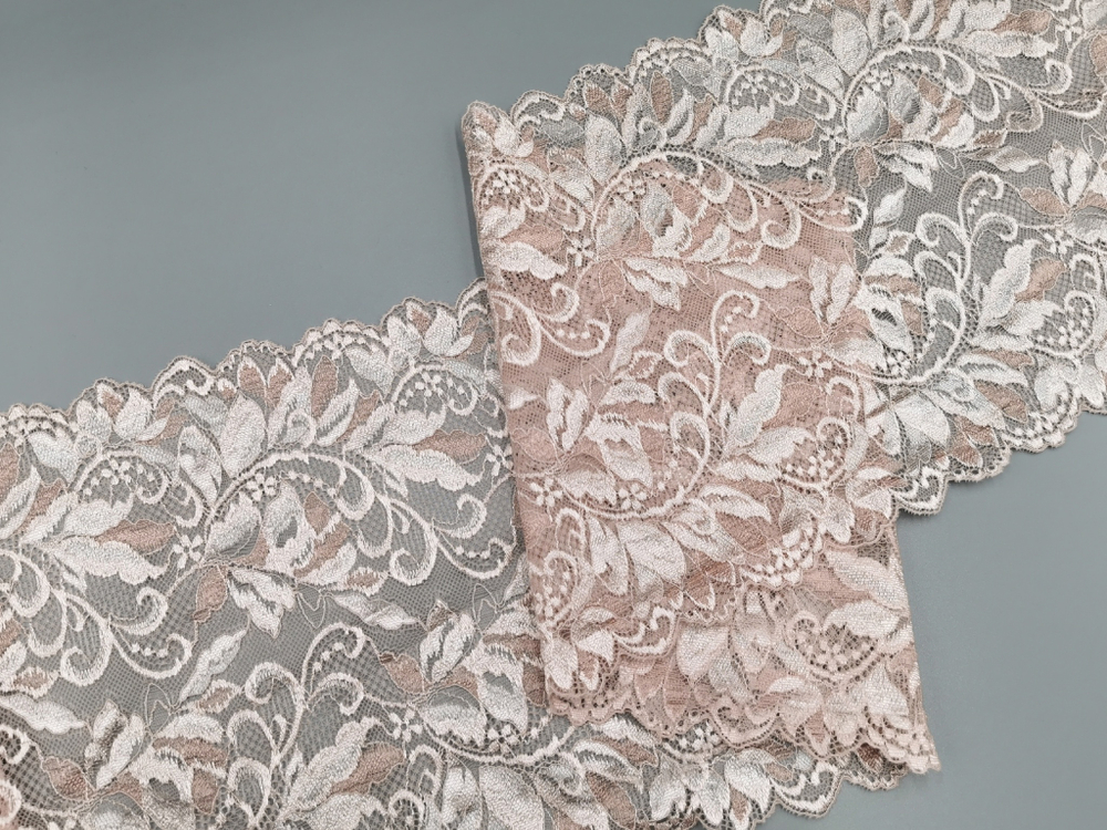 Эластичное кружево, розовая пудра, 22 см, (Арт: EK-2775), м