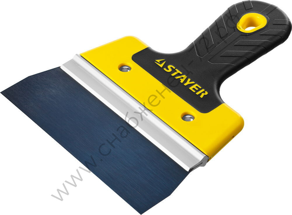 STAYER ProFLat 150 мм, усиленная алюминиевая направляющая двухкомпонентная ручка, анодированный, Фасадный шпатель, PROFESSIONAL (10045-15)