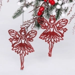 Подвески в блестках «Снежная фея» 14 см (набор 2шт), красный