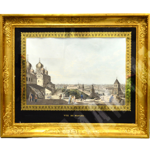 Хаммер К. Г. Вид на Москву (Vue de Moscou). Гравюра на металле, акварель. Дрезден. 1807