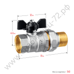 ЗУБР d 3/4″, ручка ″бабочка″, ″мама-папа″, Полнопроходной шаровой кран с накидной гайкой (51321-3/4)