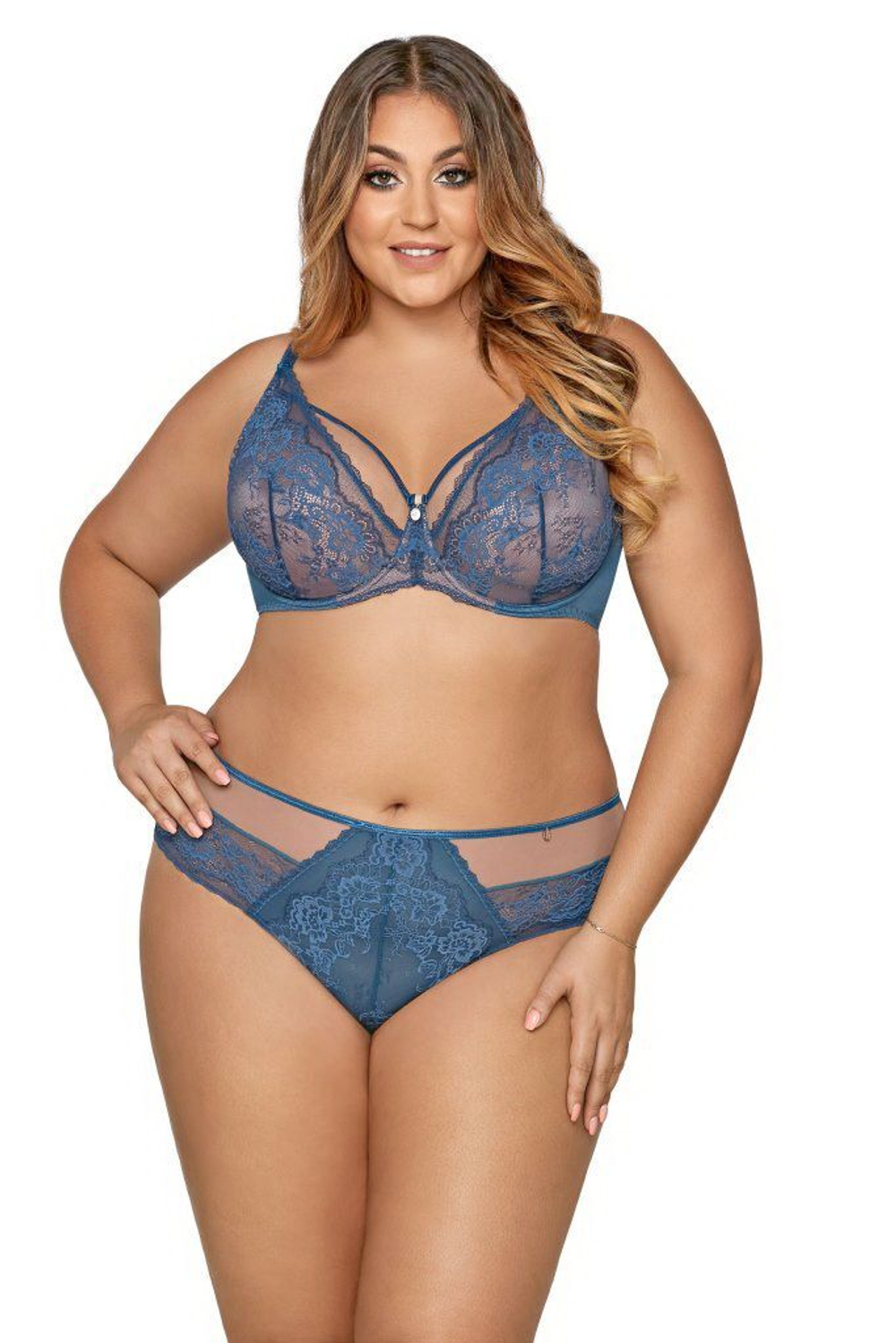 Соблазнительный бюстгальтер с мягкой чашкой и декоративными бретелями (Размер: 70E) (Цвет: черный)