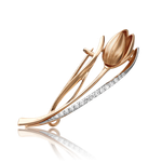 Брошь «Тюльпан» из красного золота c фианитами Артикул: 04-0215-00-401-1110-03