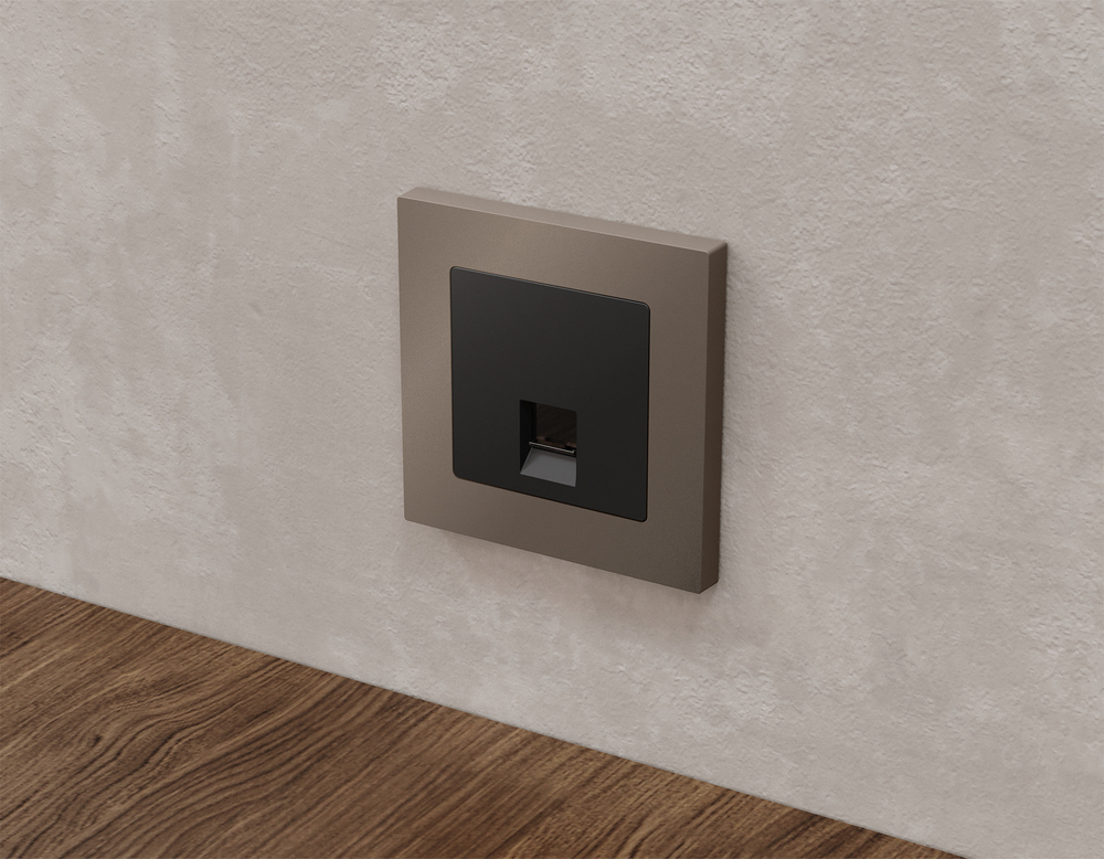 MA812030 Комплект механизма телефонной розетки ALFA Черный матовый RJ-11(4P4C) с шторкой QUANT (AP8120, VM190)