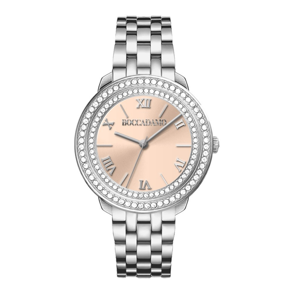 Часы Boccadamo Diva Silver Beige DV003 BR/S с минеральным стеклом, кристаллами Swarovski