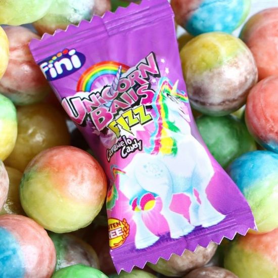 Конфеты карамельные кислые с начинкой Fini Unicorn Balls, 5 г (Испания)