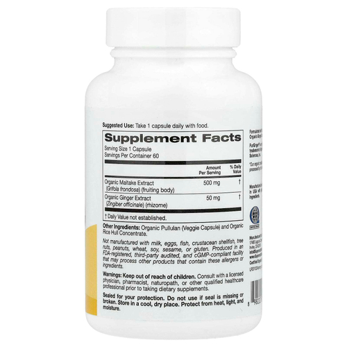 Super Nutrition, органический гриб-баран с имбирём, 60 вегетарианских капсул