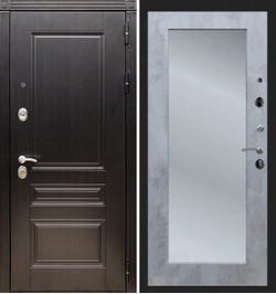 Входная металлическая дверь с зеркалом ReX (Рекс) 17 Венге Мегаполис / зеркало Бетон темный 16мм