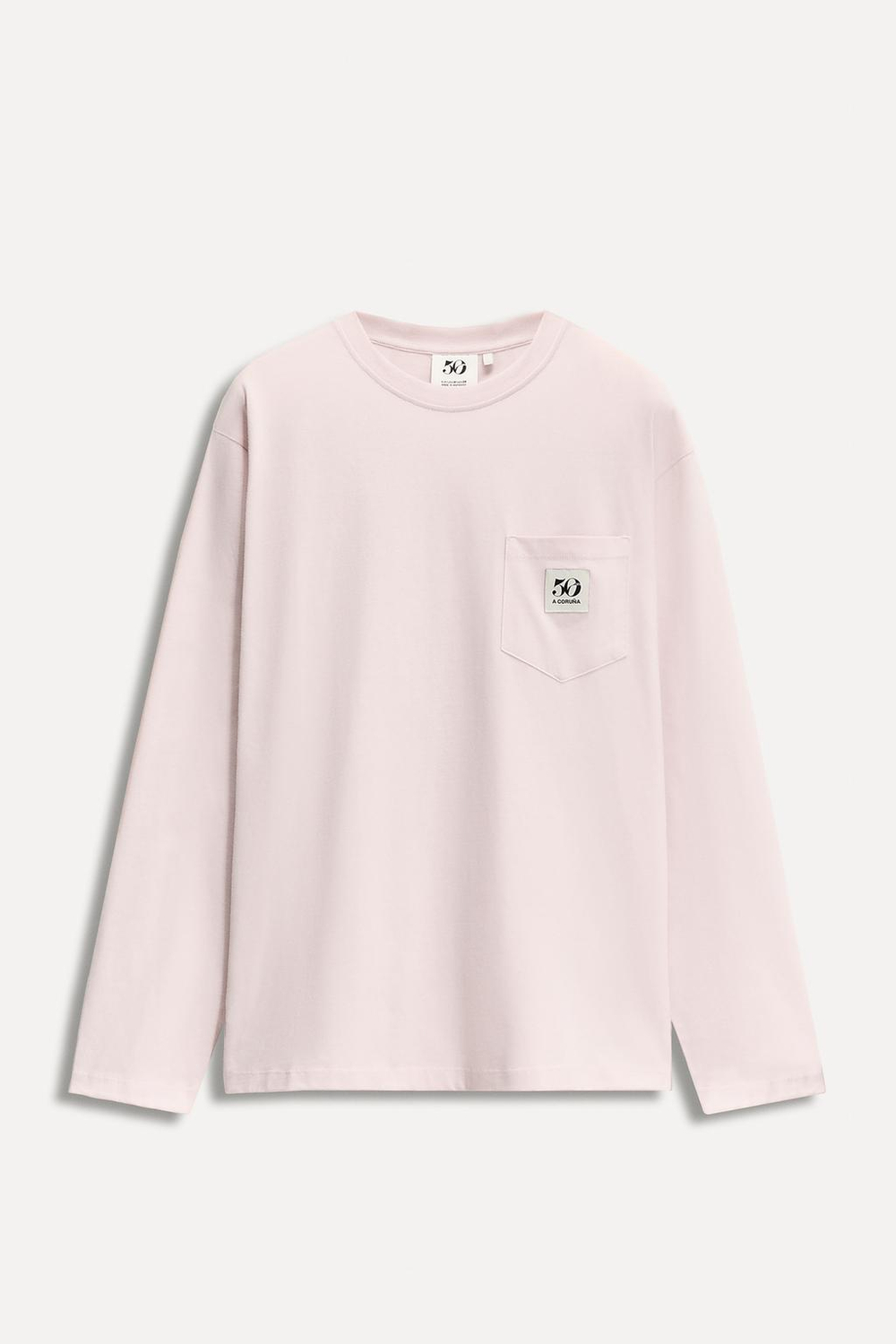 ZARA ФУТБОЛКА С НАШИВКОЙ, КАРМАНОМ И 50TH ANNIVERSARY, ПАСТЕЛЬНО-РОЗОВЫЙ