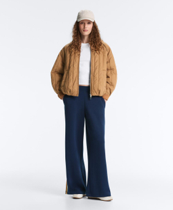 Oysho Прямые брюки из саржи с боковой тесьмой, темно-синий