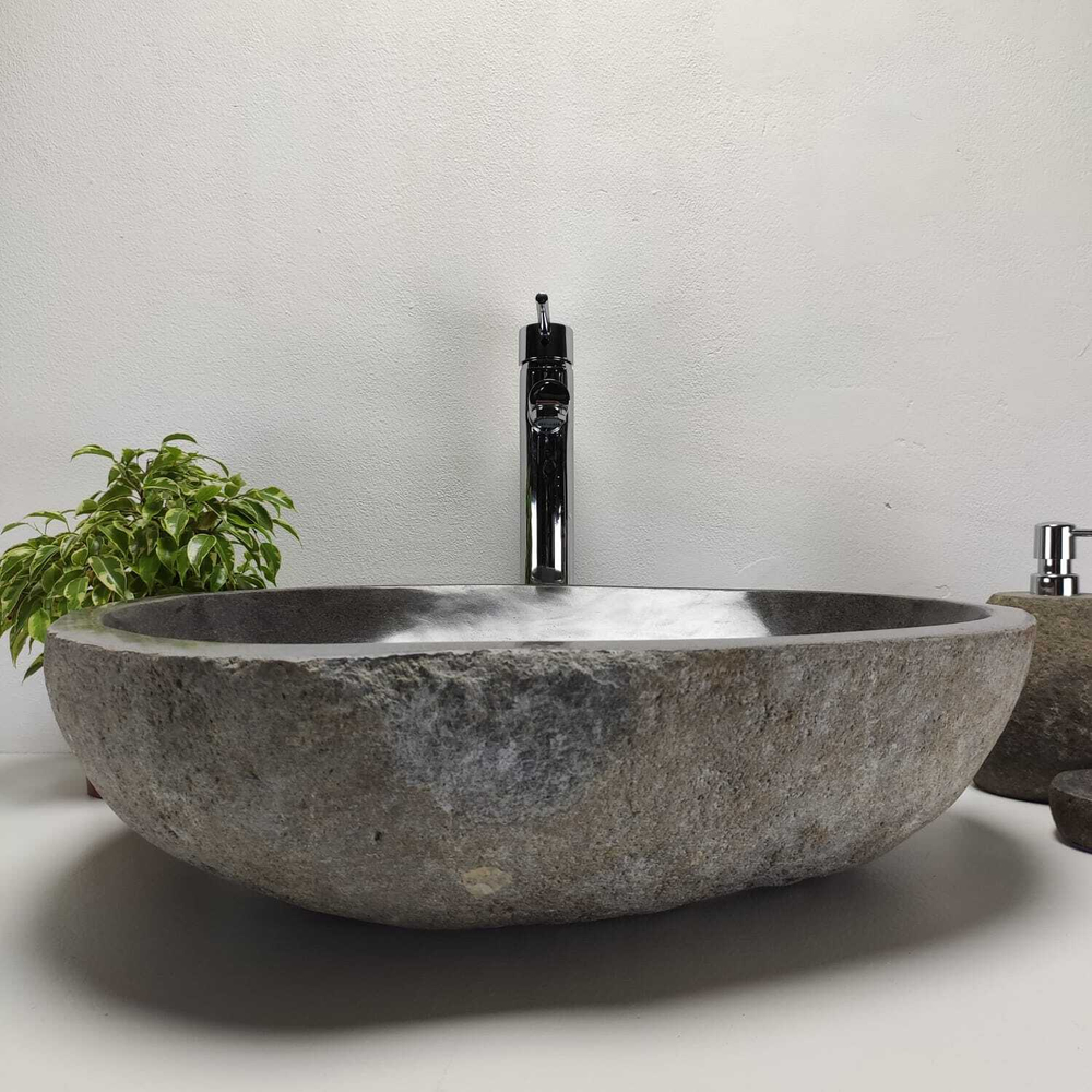 Каменная раковина из речного камня RS-6890 (55*46*15)