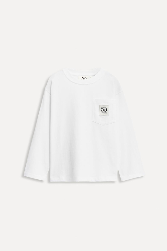 ZARA ФУТБОЛКА С КАРМАНОМ И НАШИВКОЙ 50TH ANNIVERSARY, БЕЛЫЙ
