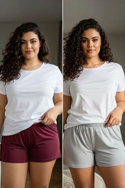 Бордово-бежевая меланжевая трикотажная Пижама 2 размера плюс шесть TEDSS25IA00000