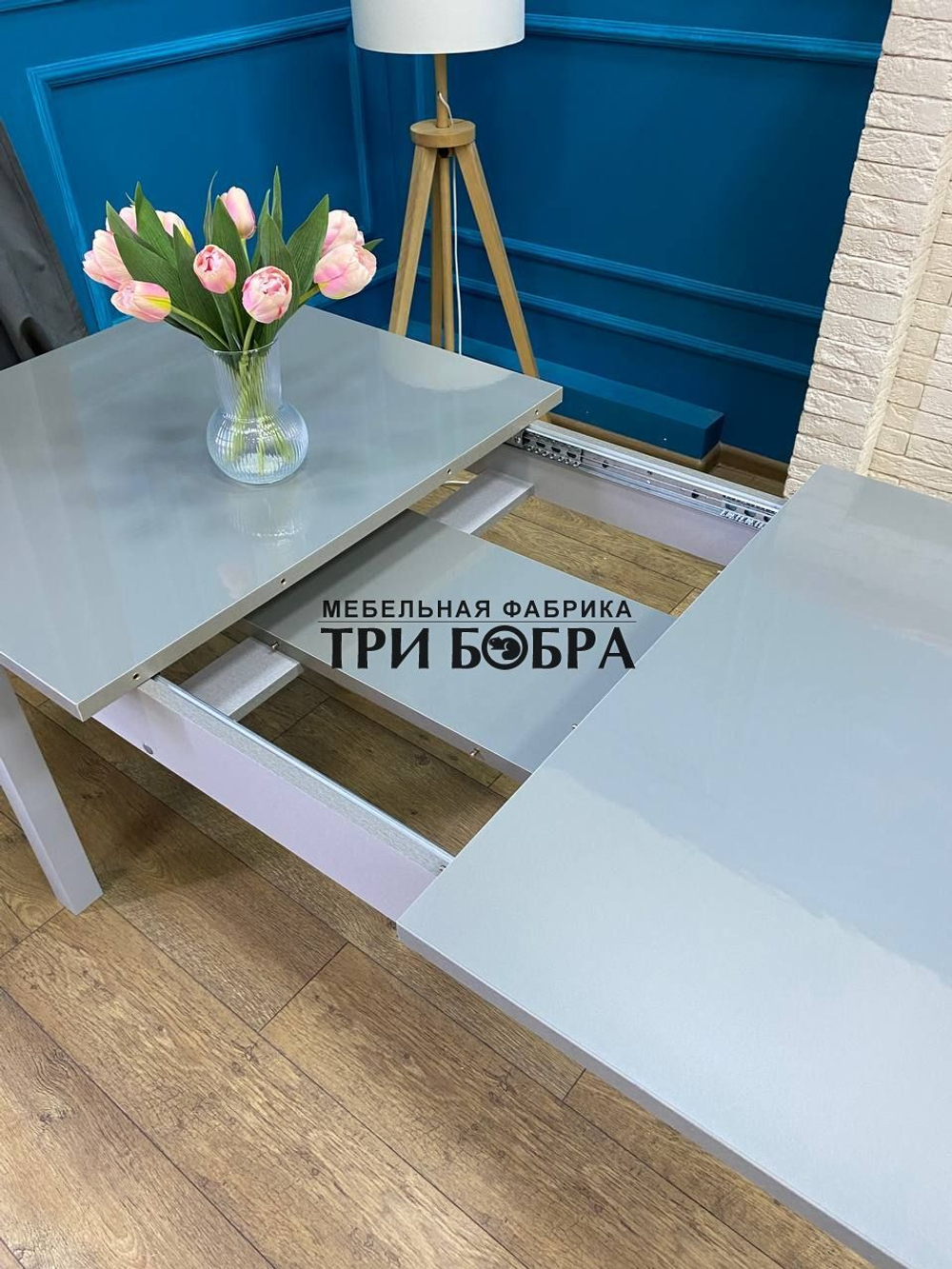 Большой кухонный стол "Макси", металлик