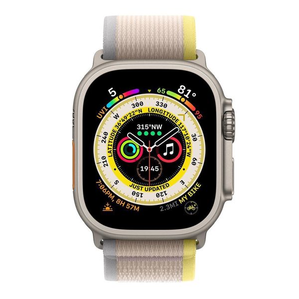 Умные часы Apple Watch Ultra 49 мм корпус из титана, ремешок Trail цвета «жёлтый/бежевый» (M/L, 145–220 мм)