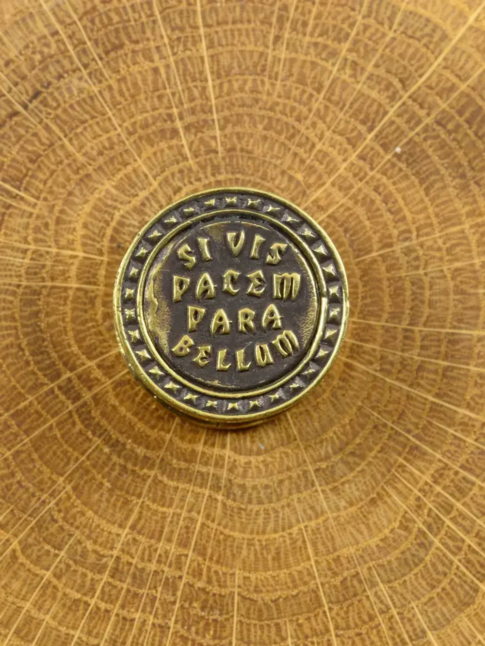 Бусина-вставка «Si vis pacem, para bellum» из латуни