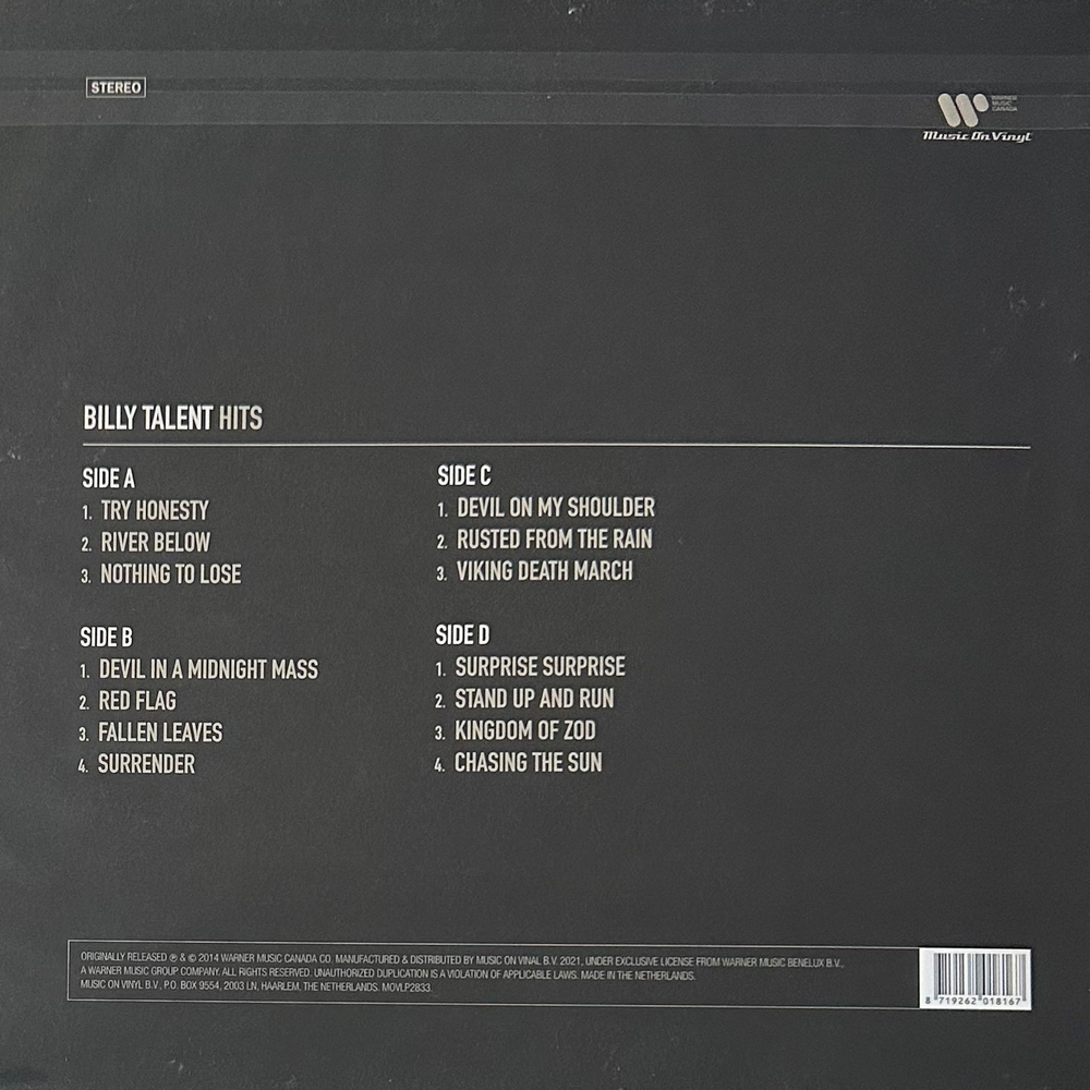Billy Talent ‎– Billy Talent Hits 2LP (Голландия 2021г.)