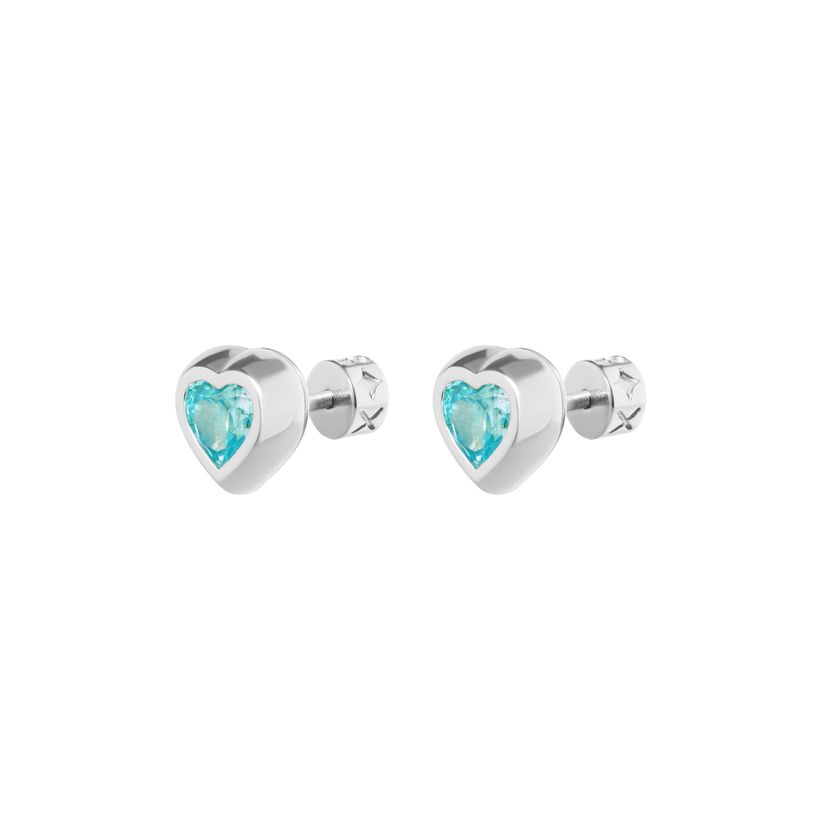 Серьги Серебряное Сердце с Камнем – Голубые