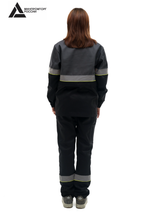 Костюм женский летний «ЮЖНАЯ ШИРОТА» (куртка+брюки) цв.черный/серый БОЛЬШОЙ РАЗМЕР