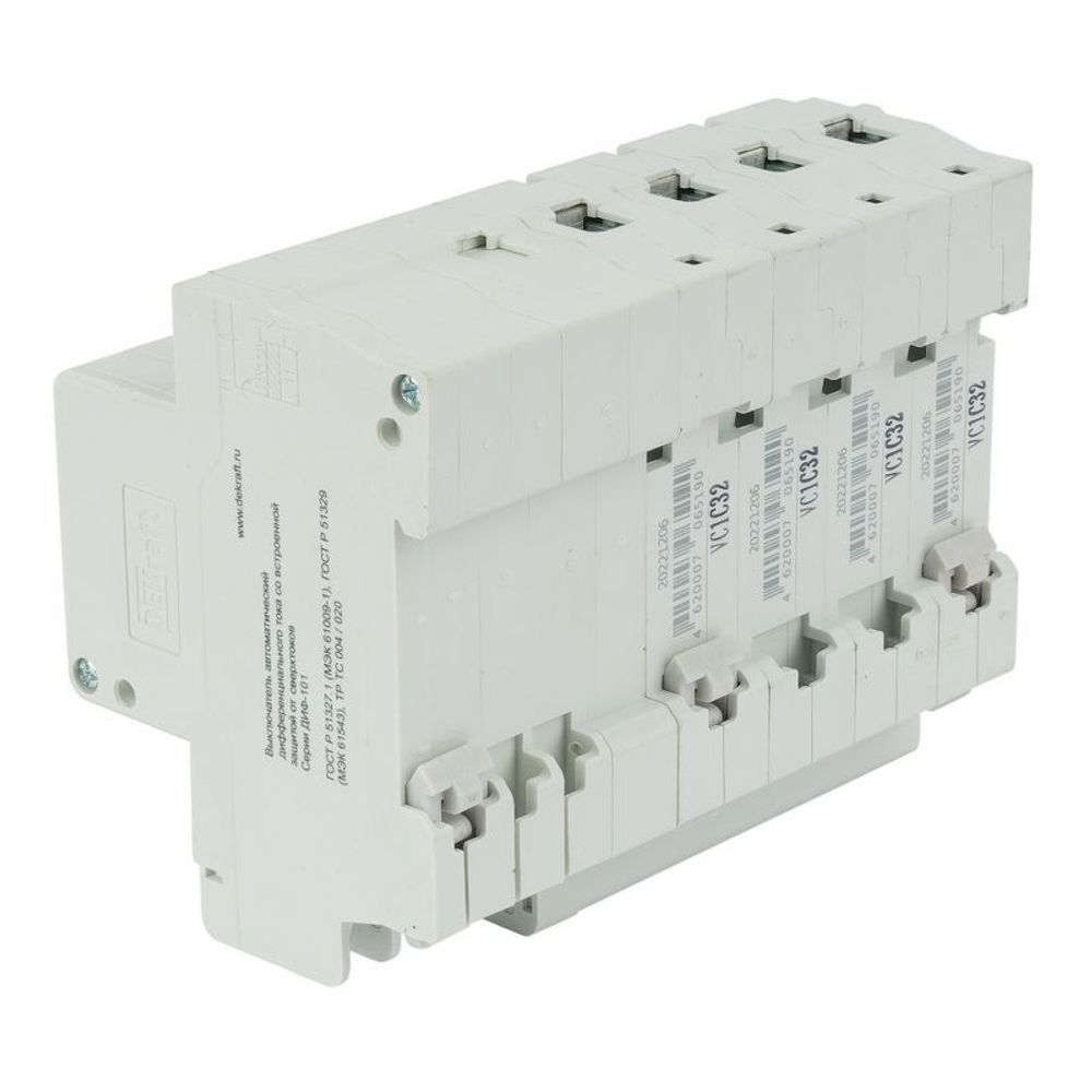 Выключатель автоматический дифференциального тока четырехполюсный C 32А 30мА 6кА тип АС DEKraft