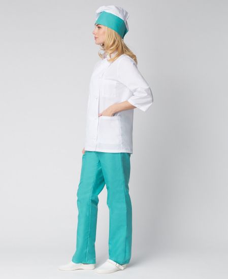 Костюм женский "Шеф" (белый/бирюза)