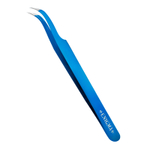 Пинцет изогнутый 90° Enigma (Blue metallic, синий) с ручной заточкой extra-sharp