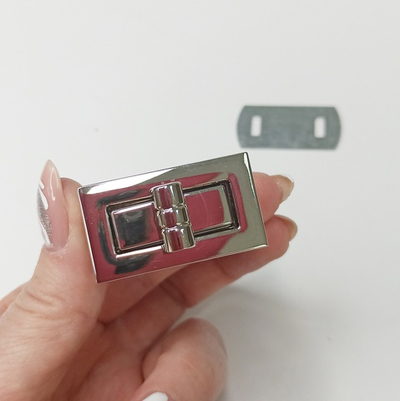 Замок вертушка на винтах 40*22 Серебро