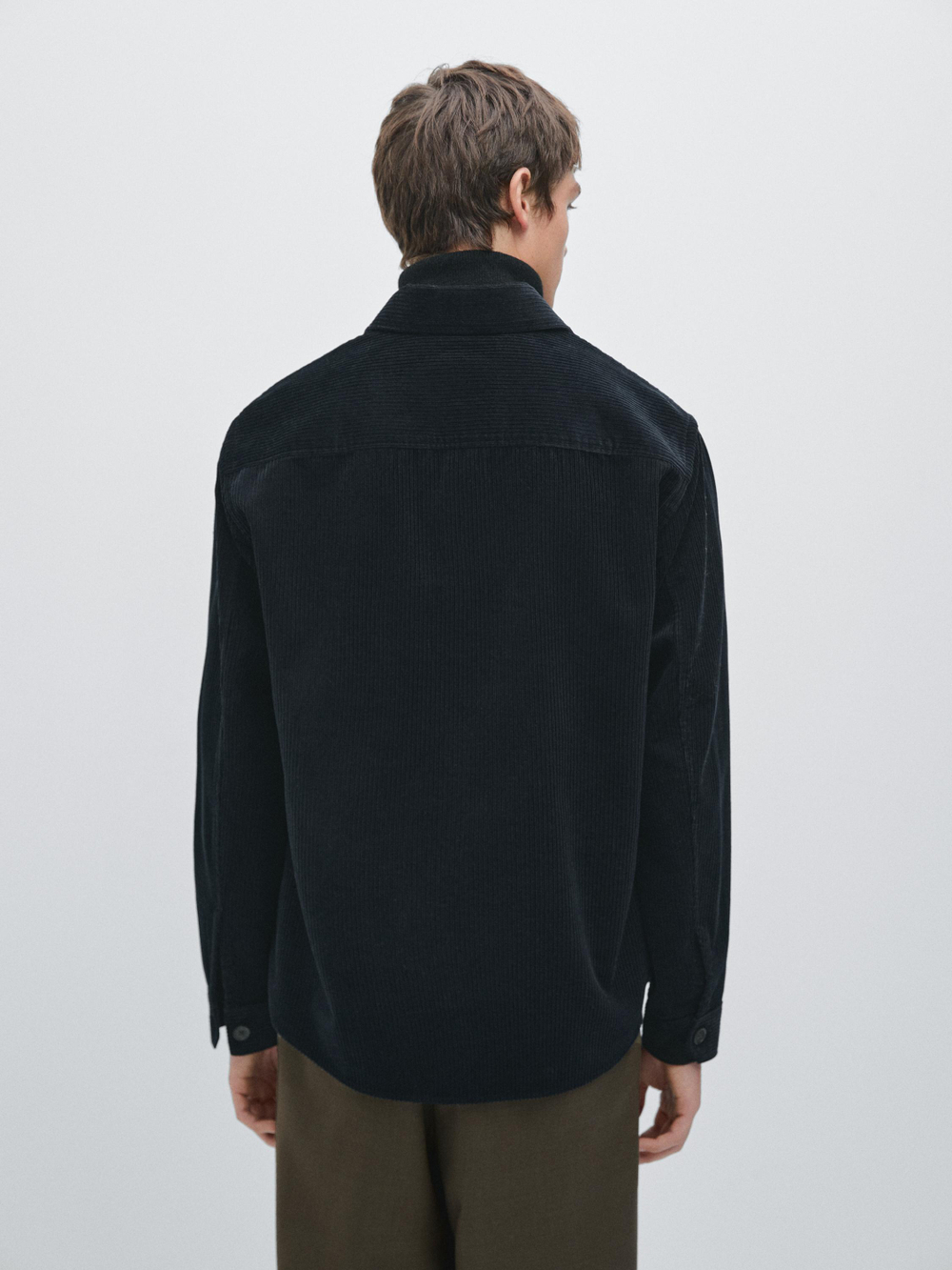 Massimo Dutti Вельветовая куртка-рубашка с карманами, темно-синий