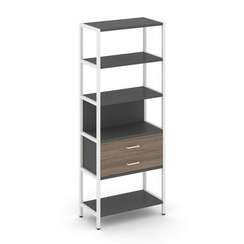 Shelf System Односекционный стеллаж пятиярусный с ящиками SN.STM-512 Антрацит/Вяз Благородный/Металл