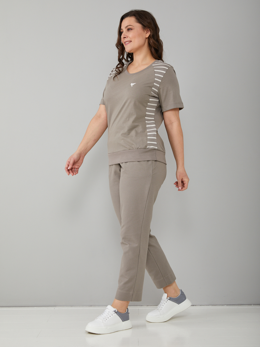 Футболка Фк-115/серобежевая-полоса