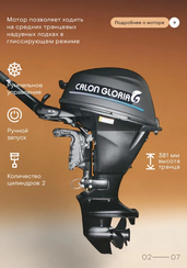 Лодочный мотор CALON GLORIA T9.9BS MAX (326 см2) 9.9 л.с. двухтактный