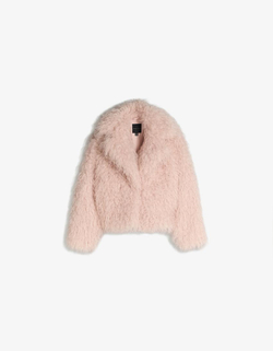 BERSHKA Шуба из искусственного меха, розовый