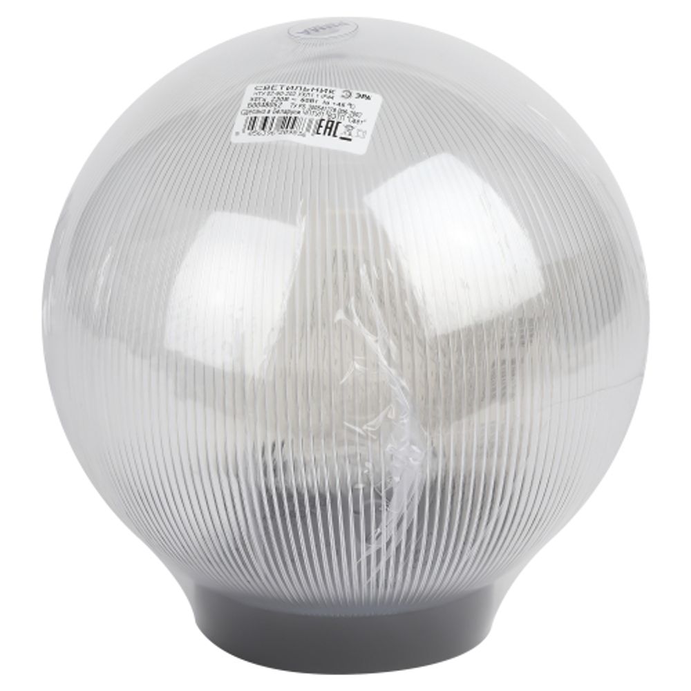 Садово-парковый светильник ЭРА НТУ 02-60-202 шар прозрачный призма на опору / кронштейн IP44 Е27 max60Вт d200mm | Садово-парковые светильники