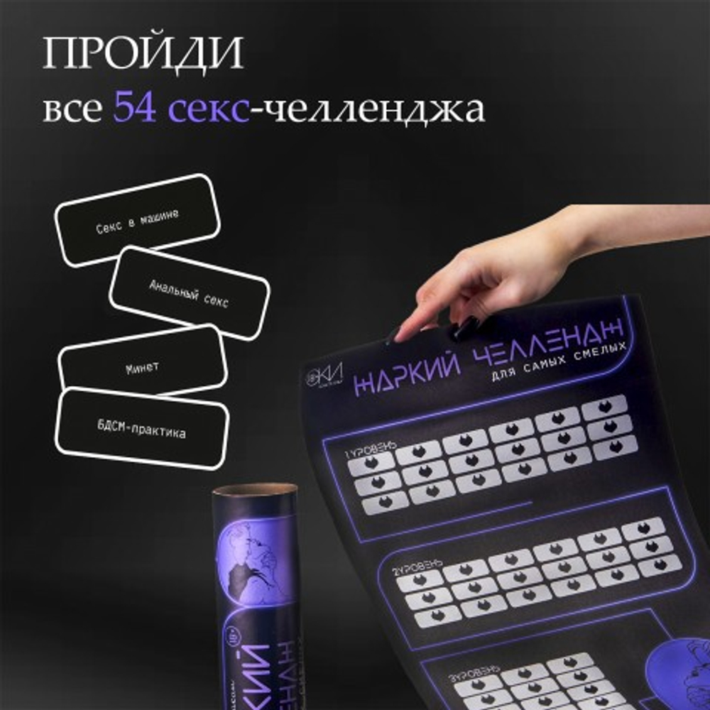 Плакат для двоих Оки-Чпоки "Жаркий челлендж" со скретч-слоем А3, 18+