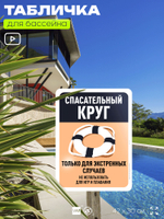 Табличка для бассейна "Спасательный круг только для экстренных случаев", на пляж, для общественной и частной зоны отдыха, информационная, 40х30 см, Silver Plane x Айдентика Технолоджи
