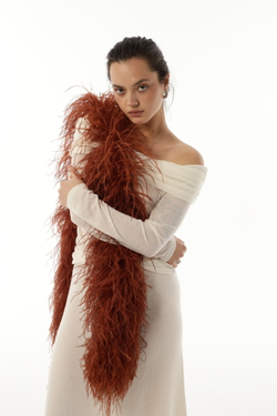 Боа перьевое, коричневого цвета