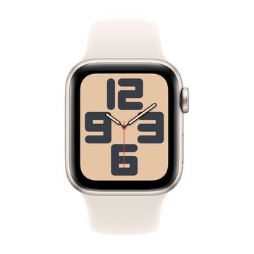 Apple Watch SE 2024, 40 мм, корпус из алюминия цвета «сияющая звезда», спортивный ремешок цвета «сияющая звезда» S/M