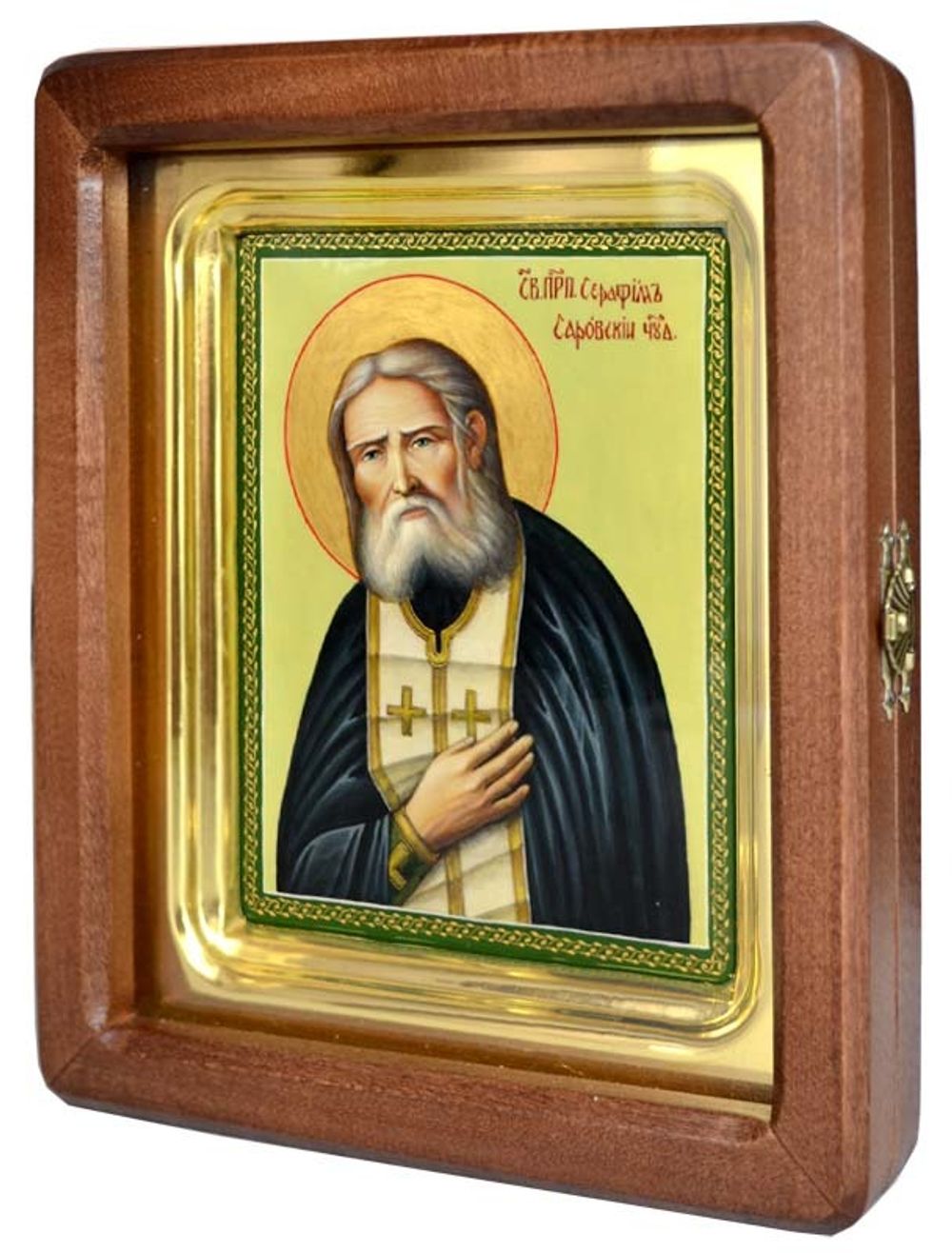 Серафим Саровский. Рукописная икона в киоте.