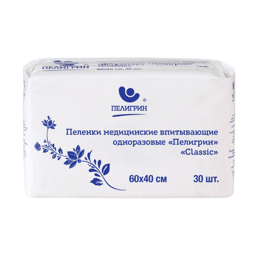 Пеленки впитывающие одноразовые для взрослых, серия Classic, 60х40 см, 30 шт.