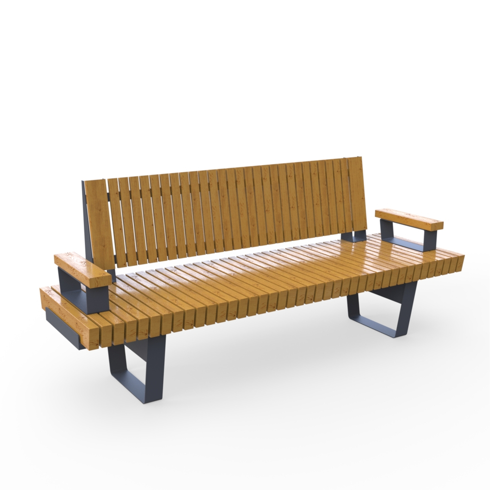 Скамейка Rail Road 02 с подлокотниками