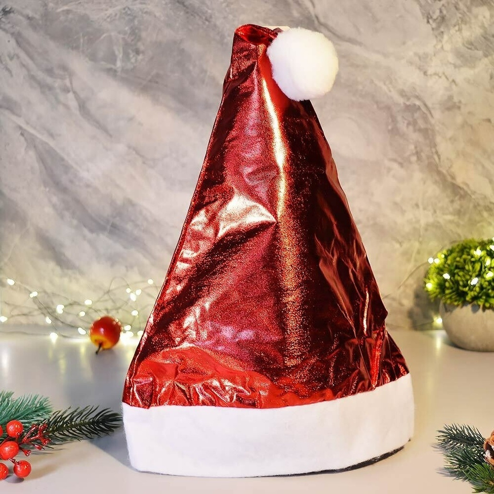 Колпак новогодний "Переливы" 28*38см, красный