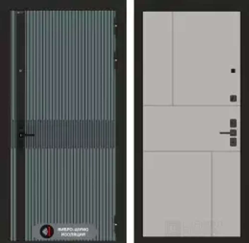 Входная дверь ISSIDA с Зеркалом 32 тонированным - Белый рельеф софт